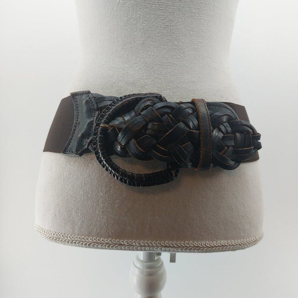 Motif 56 Women's Genuine Leather & Elastic Single Prong Wide 2" Belt Medium